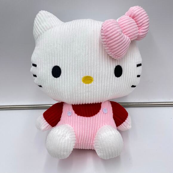 Hello Kitty Sanrio Classic Pose Pink Terry Cloth Ribbed Fabric Plush NEW - Picture 1 of 4